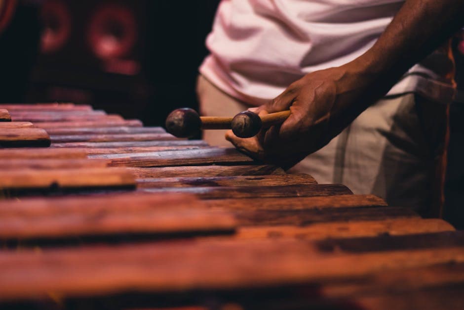 A musician plays a wooden xylophone with mallets in Popayán, Colombia. Captured with a Canon EOS Rebel T7i.