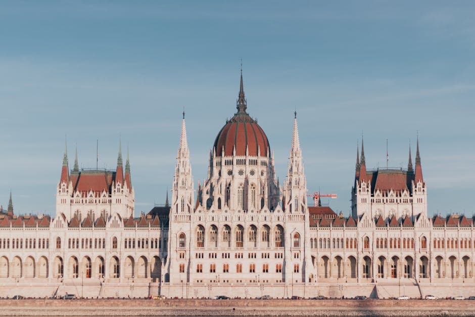 Stunning capture of the Hungarian Parliament building in Budapest, showcasing its neo-gothic architecture.