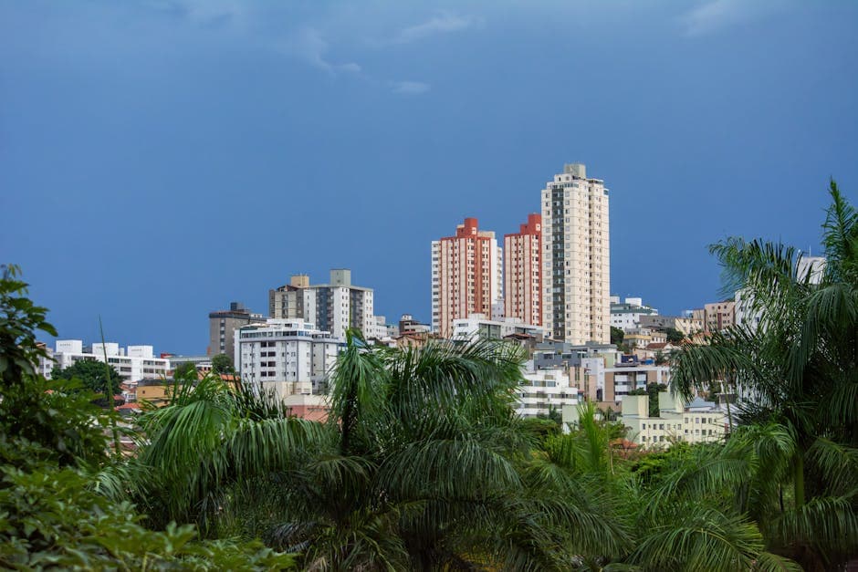 Stunning view of Belo Horizonte's skyline framed by vibrant greenery, showcasing urban architecture.