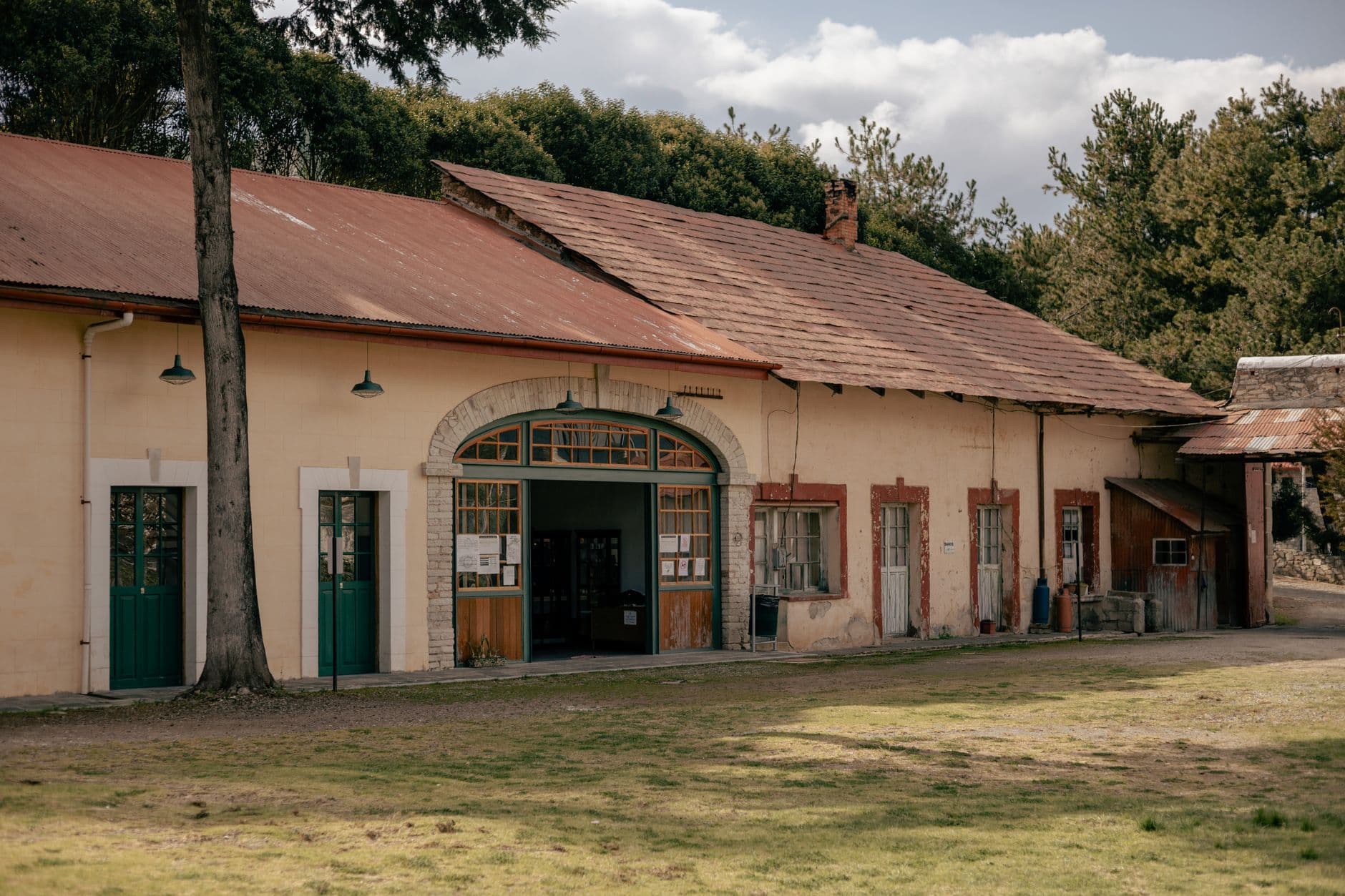 Exterior view of a historic building in a Mexican mining museum, showcasing cultural heritage.