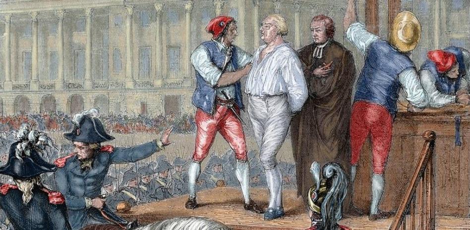 Luis XVI de Francia, ejecución en la guillotina por traicionar a la Revolución, por Ramón Álvarez.