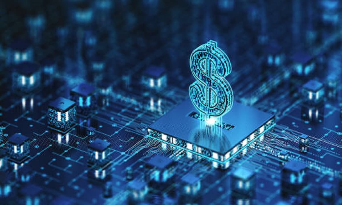 Digital dollar concepts. 3D render