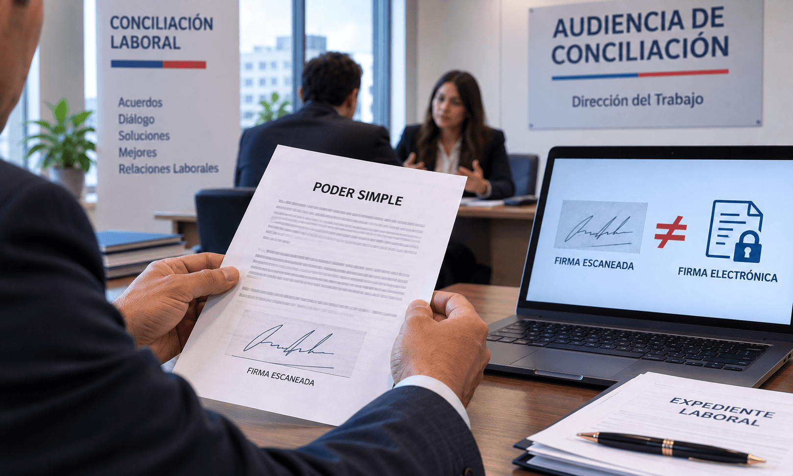 Corte mantiene multa de la Dirección del Trabajo por incomparecencia a audiencia. Firma escaneada del empleador no acreditó su representación válida
